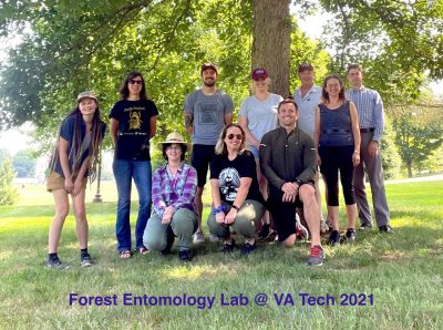 Group photo of the 2021 Forest Entomology Lab at Virginia Tech.