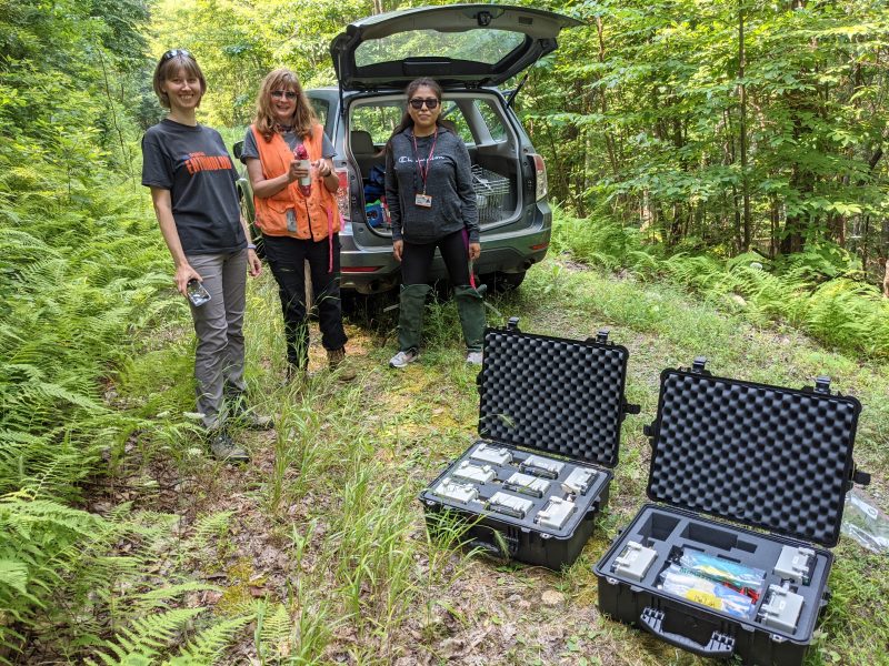 Researchers deploying field samples